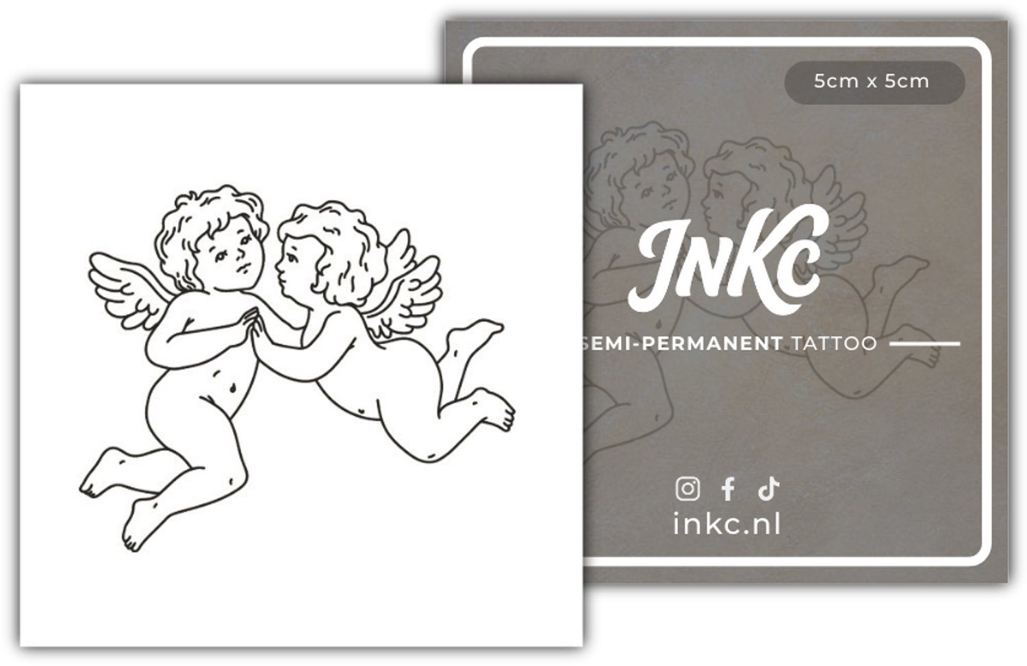 INKC - Tijdelijke Tattoo - Engeltjes - Nep Tattoo - Plak Tattoos - Blijft tot 2 weken - 5 x 5cm