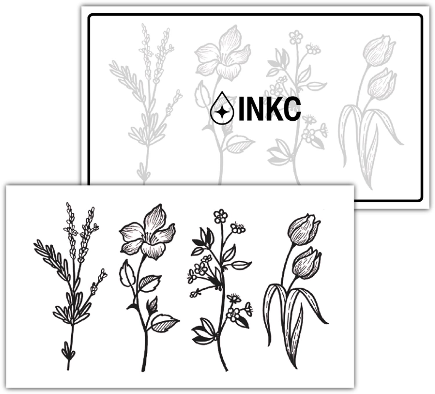 INKC - Tijdelijke Tattoo - Bloemen Set - Nep Tattoo - Plak Tattoos - Blijft tot 2 weken - 7 x 12cm