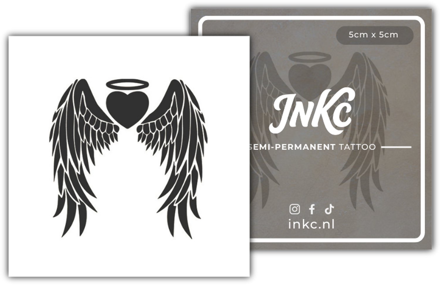 INKC - Tijdelijke Tattoo - Engel - Nep Tattoo - Plak Tattoos - Blijft tot 2 weken - 5 x 5cm