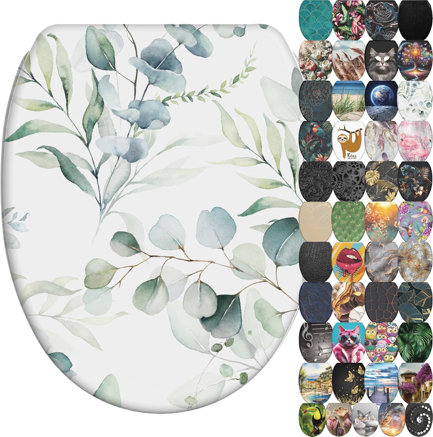 Merkloos WC-Bril met Soft-Close & Eucalyptushout Design - Makkelijke Montage