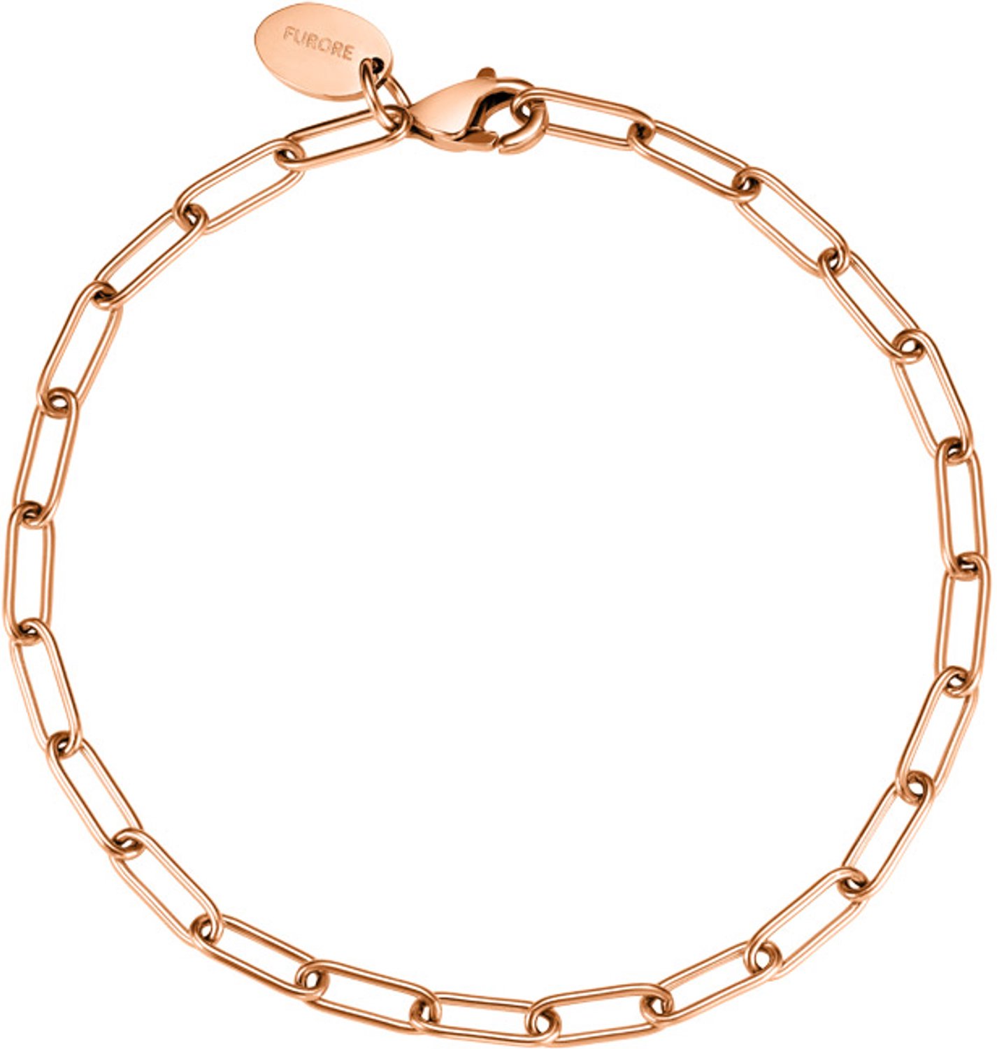 Furore - Dames Armband Paperclip - Rosekleurig - Lengte 17 tot 21 cm