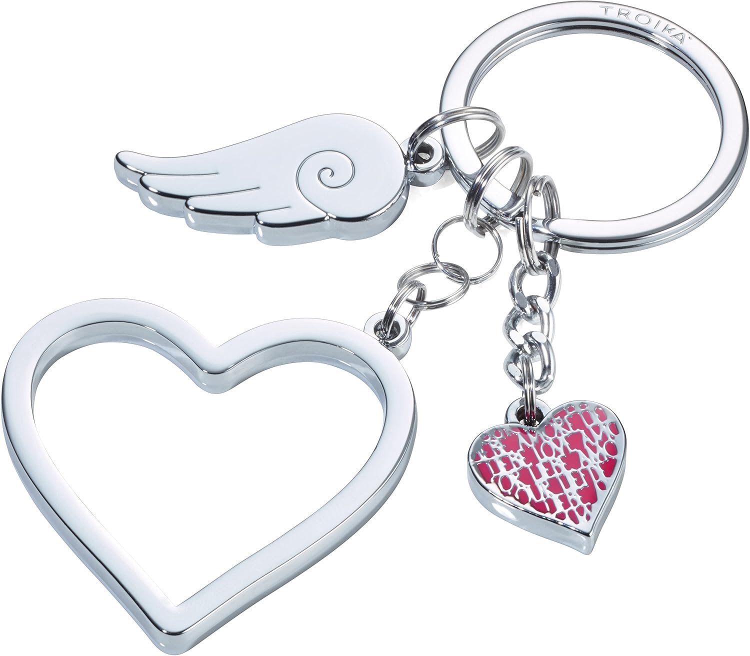 Dames Sleutelhanger met Hartjes en Vleugel - Rose Goud Look