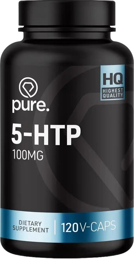 Pure. 5-HTP - 120 v-caps - 100mg - aminozuur - vegan - melatonine - tekort verleden tijd