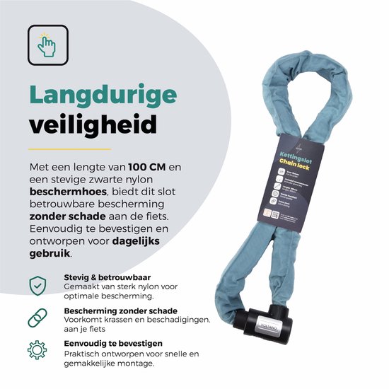 Voltano ART2 Kettingslot - Ice Blauw - 100 CM - ART 2 Slot Goedgekeurd Voor De Fietsverzekering — afbeelding 2