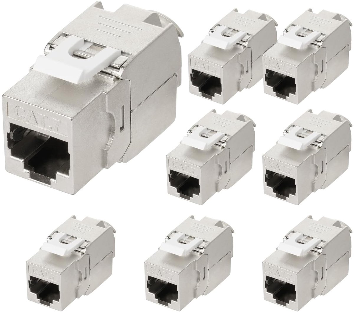 Keystone Module Jack, 8 Stuks Cat7 RJ45 Kabels, Toolless Netwerkmodule, Vrouwelijk naar Vrouwelijk Ethernet Koppeling, Herbruikbare Modulaire Connector