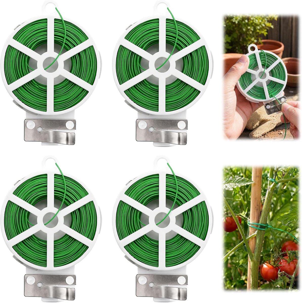 Groene bloemdraad - 4 rollen van 200 meter, ideaal voor tuinieren, knutselen en bloemschikken