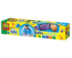 SES Creative My First Vingerverf - Fluffy 4 Kleuren - Vanaf 1 Jaar - 4 x 110 ml - Babyproof - Glutenvrij - Schoencadeautjes Sinterklaas