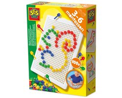 SES Creative Montessori Mozaïekbord Compact met 100 Pinnen - Vanaf 3 Jaar - Mozaïek Kinderen - Schoencadeautjes Sinterklaas