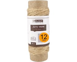 Jutekoord - Pakkoord - Knutselkoord - Decoratief gebruik - Set van 12 stuks - Lengte 10 meter - Natuurlijk bruin