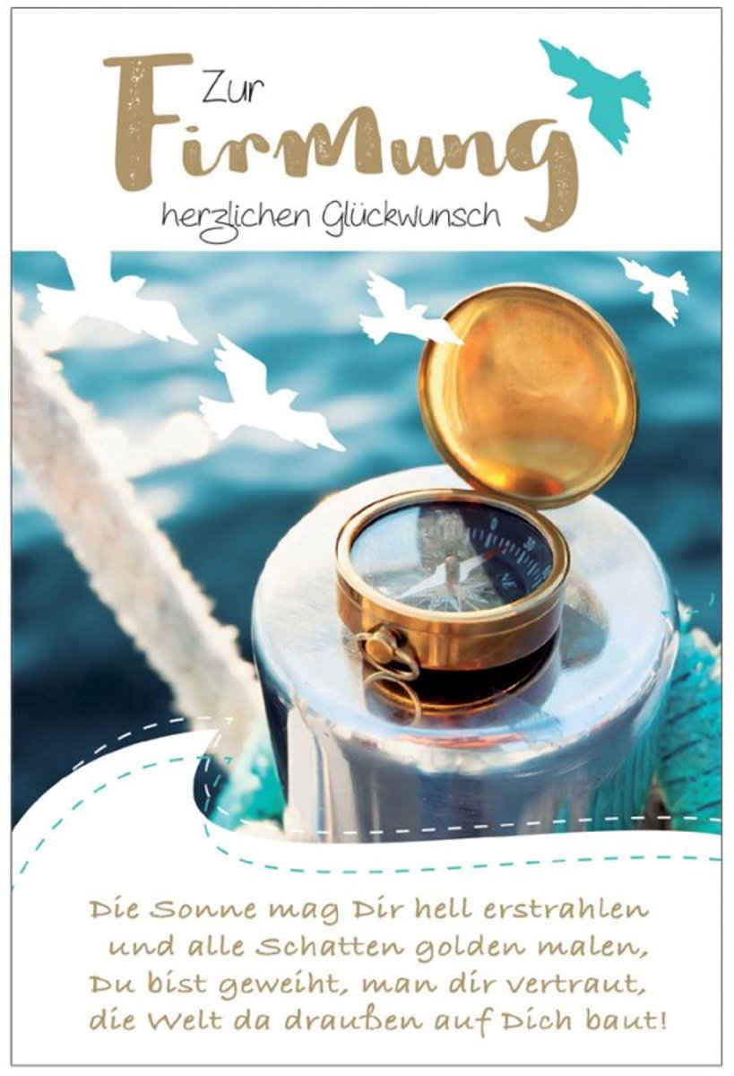 SUSY CARD gelukskaart Kompas, vormsel, 115×170 mm, gefolieerd