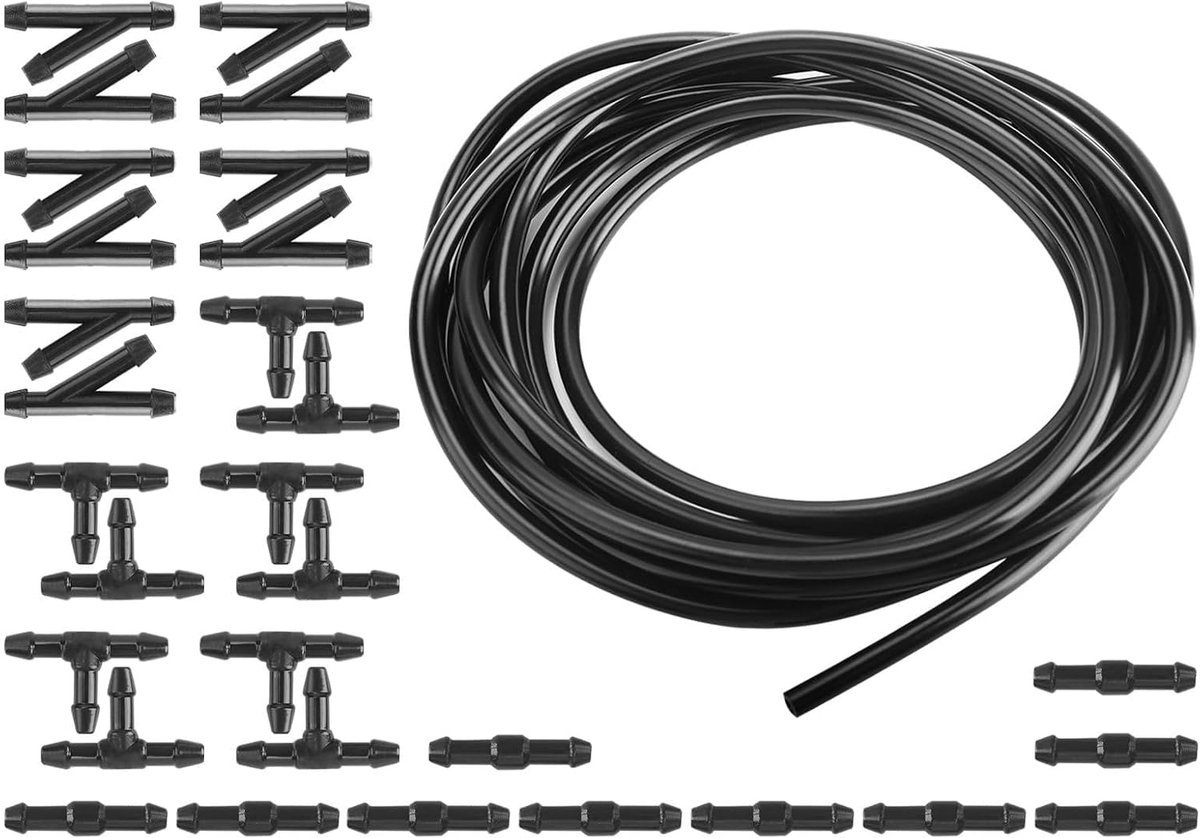 Windscreen washer hose kit 4M - rubber - 30 aansluitstukken - geschikt voor autoruiten - ShopVlot