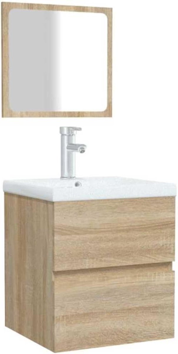 Badkamerkast met spiegel Sonoma eiken houtmateriaal met lade