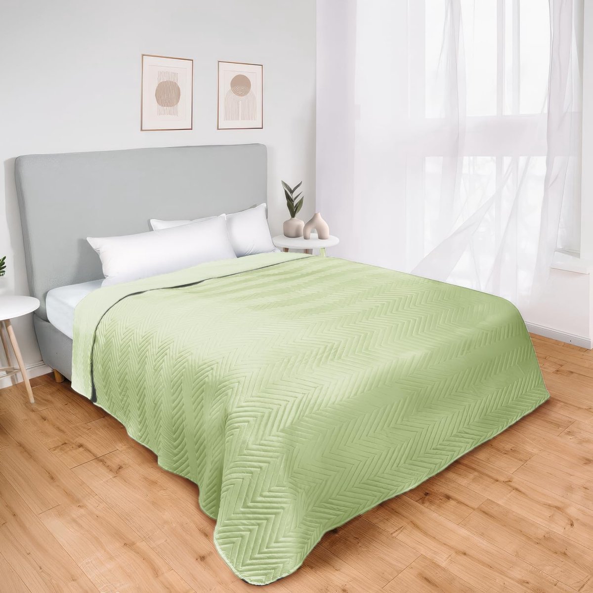 Sprei dekbed, 200x220 cm, 100% microvezel, omkeerbaar, superzacht, onderhoudsvriendelijk (groen)