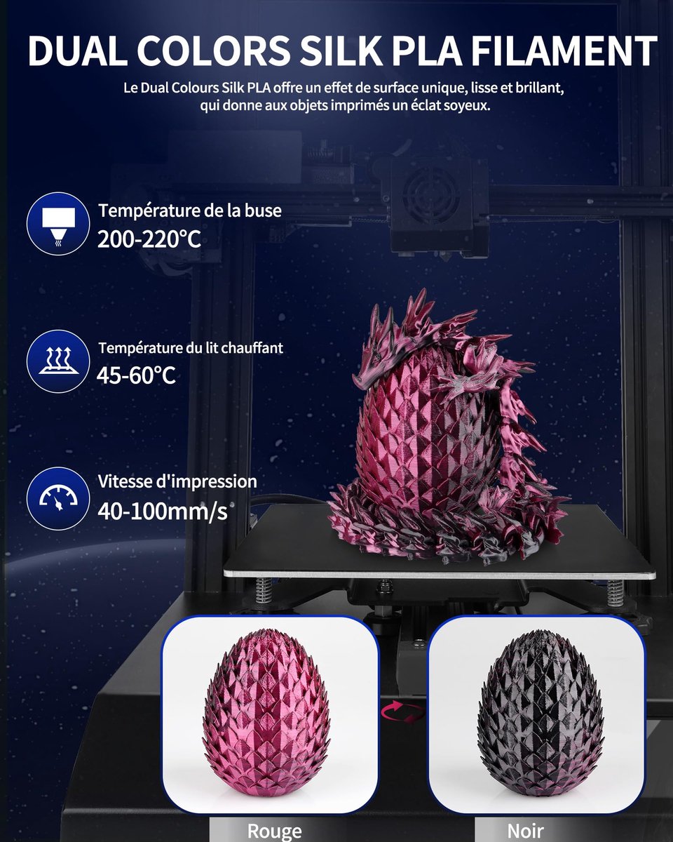 LANDU Silk Dual Color PLA-filament, 1,75 mm, 3D-printerfilament, PLA Shiny filament, 1 kg, multiple color - ShopVlot