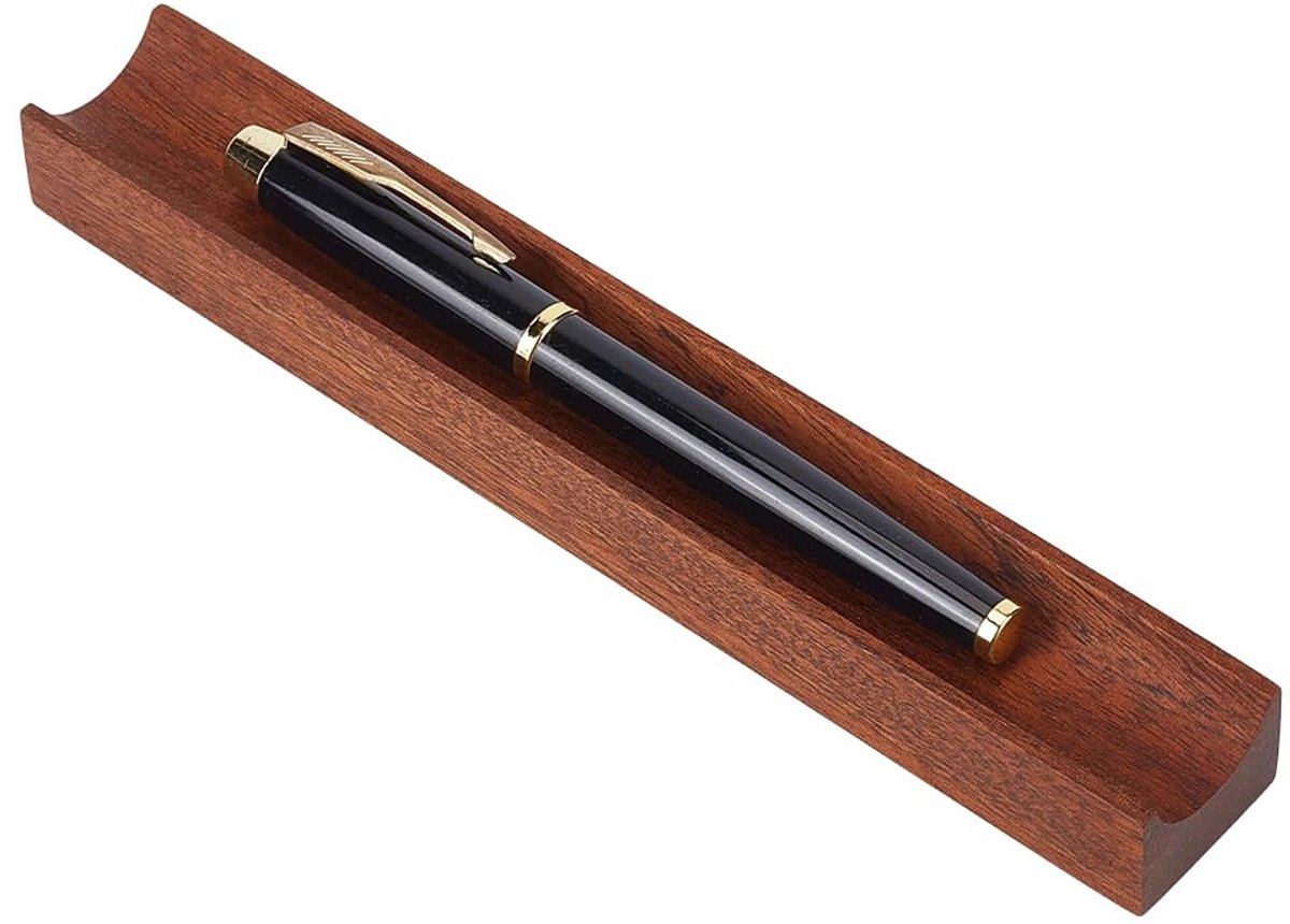 PLIGREAT Enkele sapeli houten pennenbak, houten bureau potlood organizer houder minimalistische enkele pensteun voor - ShopVlot