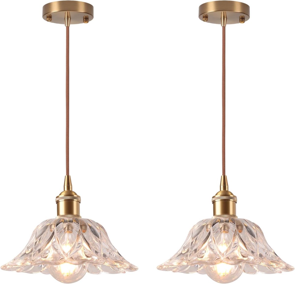 Pendant Light Vintage Industrial Chandelier E27 Creative Flower Chandelier Glass Lampshade Ceiling Lamp Decoration for - ShopVlot