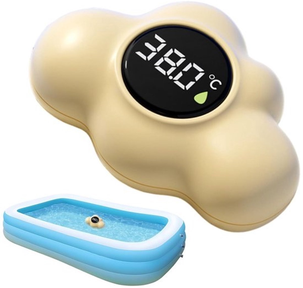 Digitale badthermometer - Waterdichte sensor - Veilig baden - Drijvend led-display - 13 cm lang - Geel