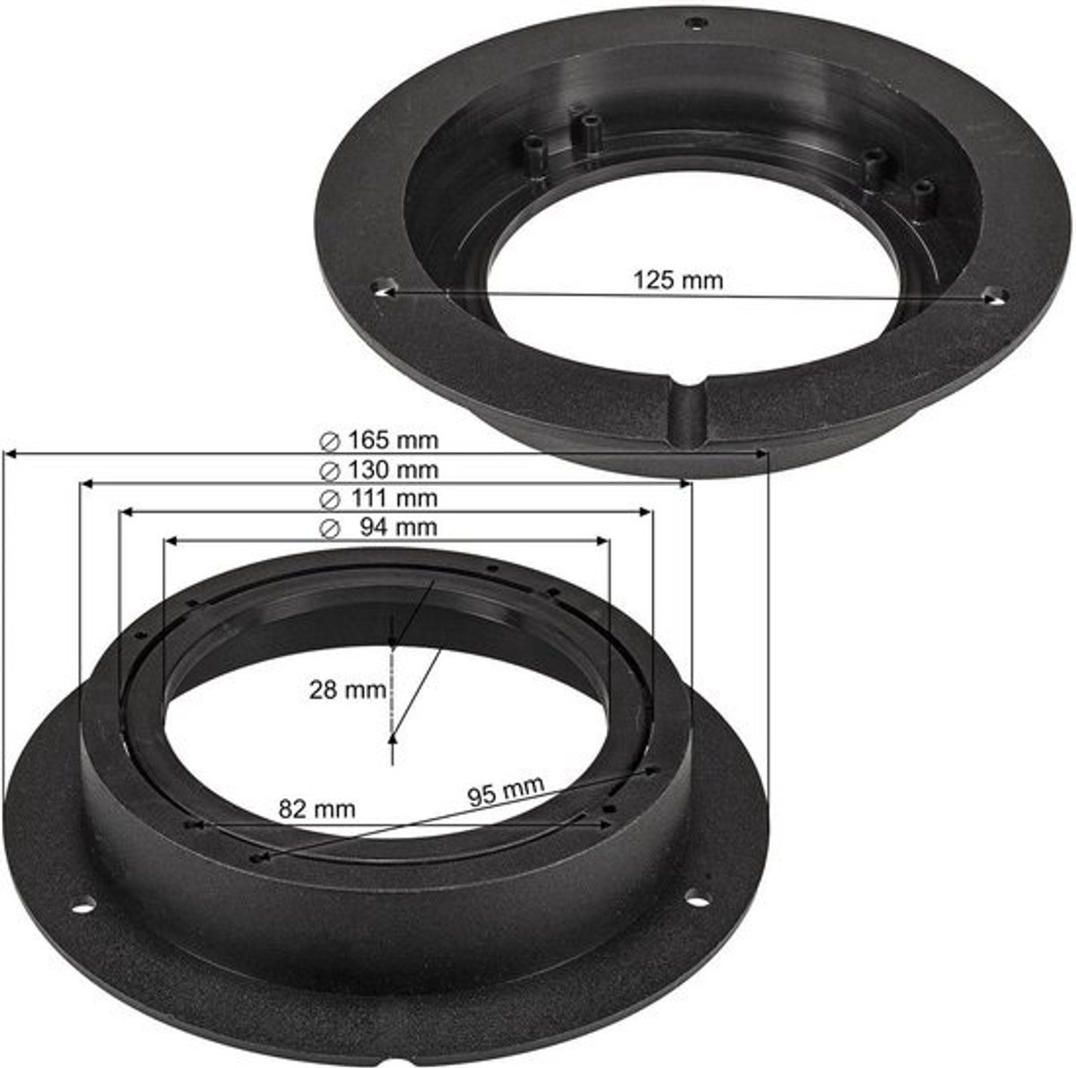 Luidsprekerringen - Adapter - Autoaudiobeugels - Voor voertuiginstallatie - Voor 100/120mm DIN - Geschikt voor achterdeur