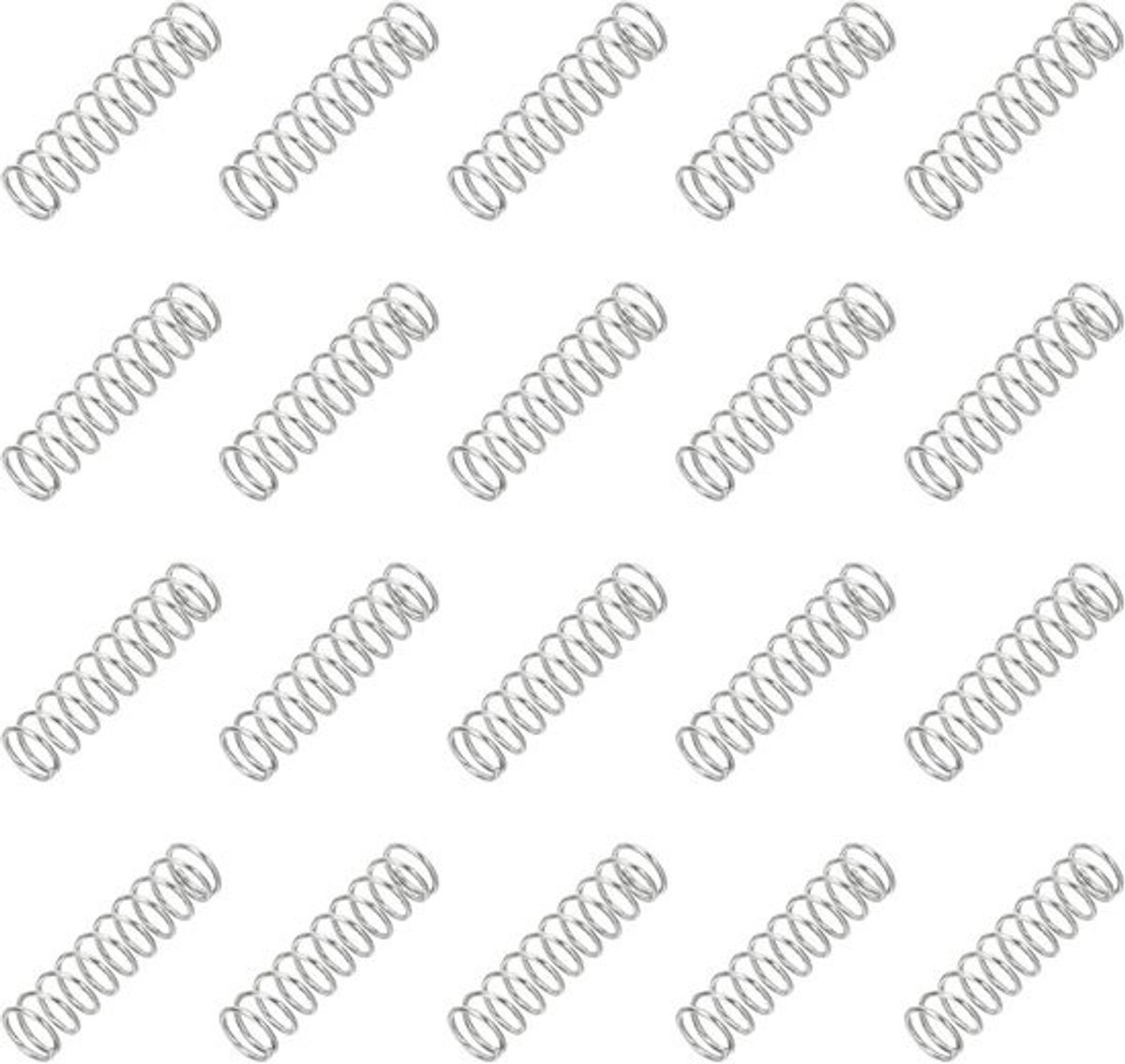 Kleine drukveren - Mechanische veren - Voor reparaties en projecten - Roestvrij staal - 5 x 0,5 x 20 mm - Zilverkleurig