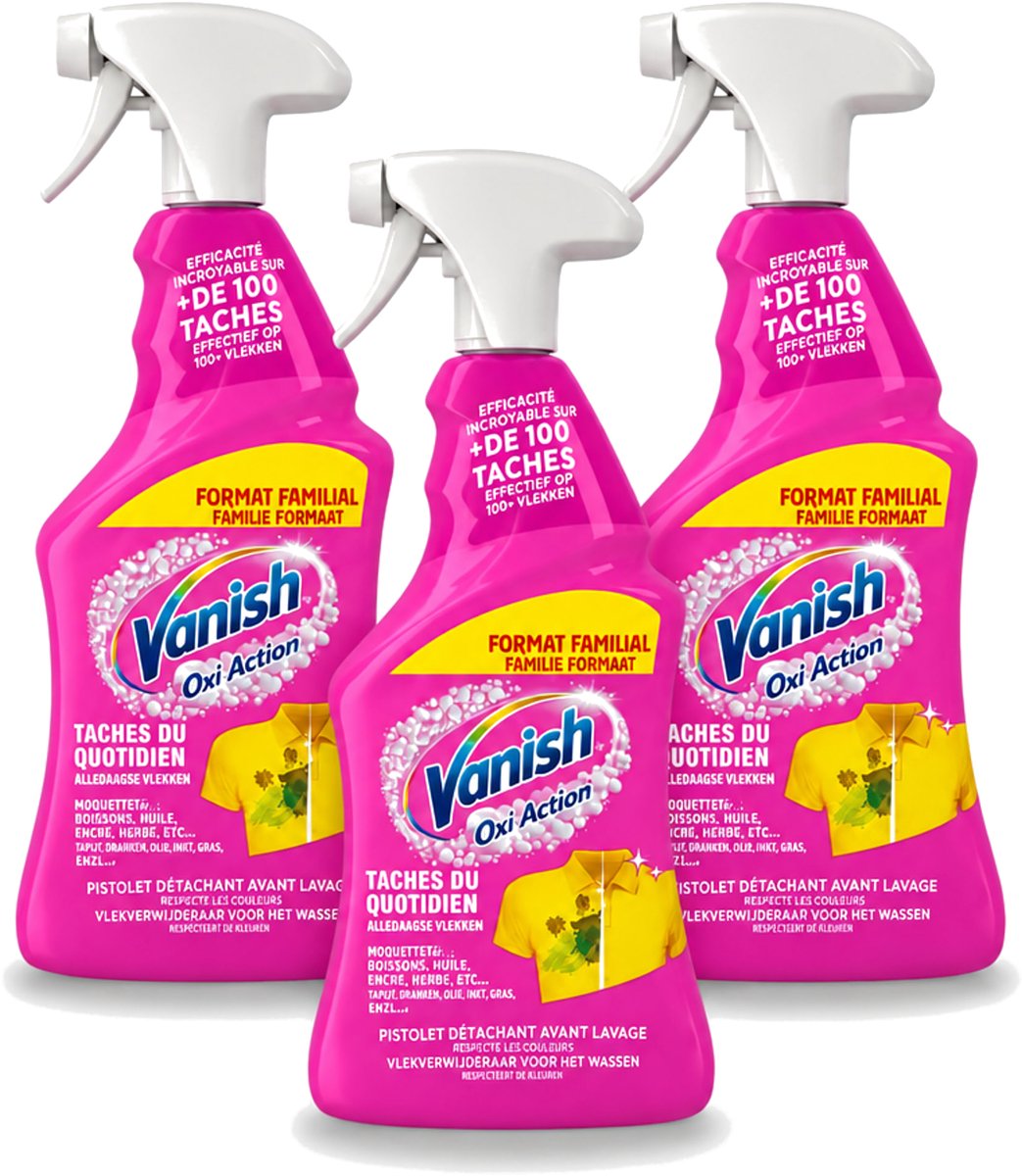 3 x Vanish – Vlekverwijderaar Spray – Oxi Action 4-in-1 – 940 ml - Voordeelverpakking - 3 stuks