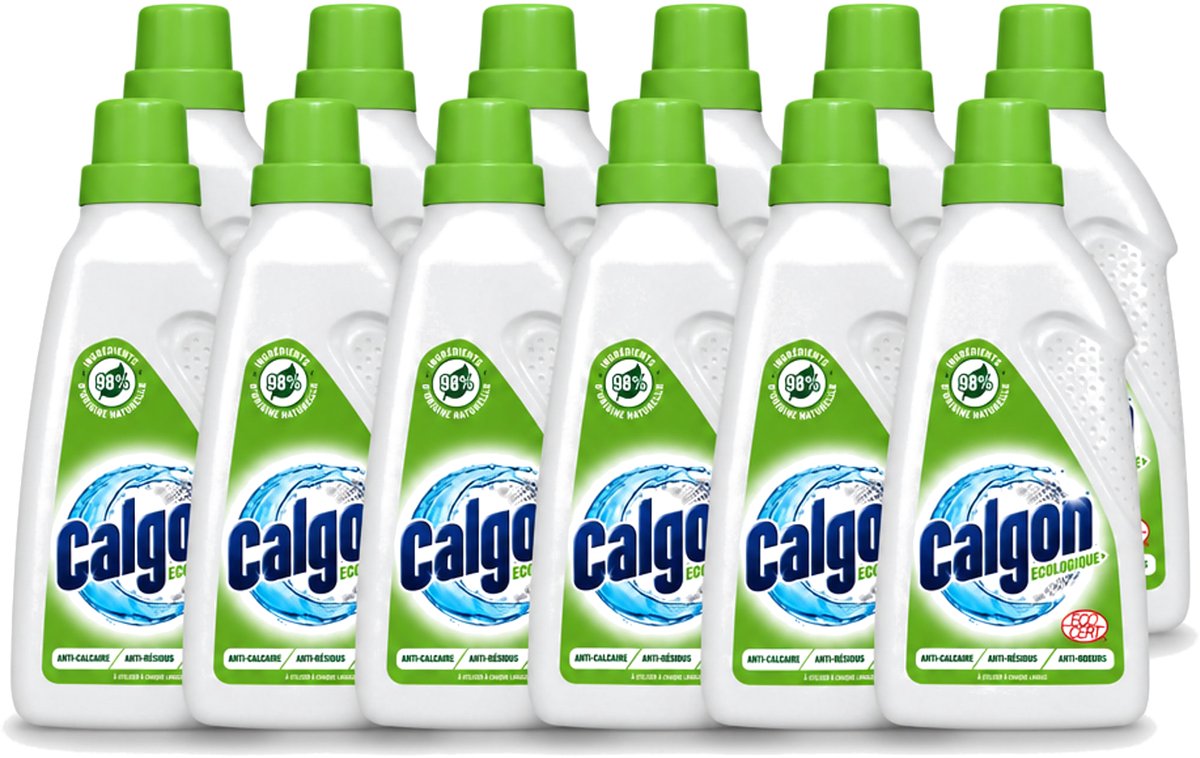 12 x Calgon - Wasmachinereiniger - Gel - Ecologisch - Tegen Kalkaanslag / Wasmiddelresten / Geuren - 750ml - 15 Wasbeurten - Voordeelverpakking - 12 stuks