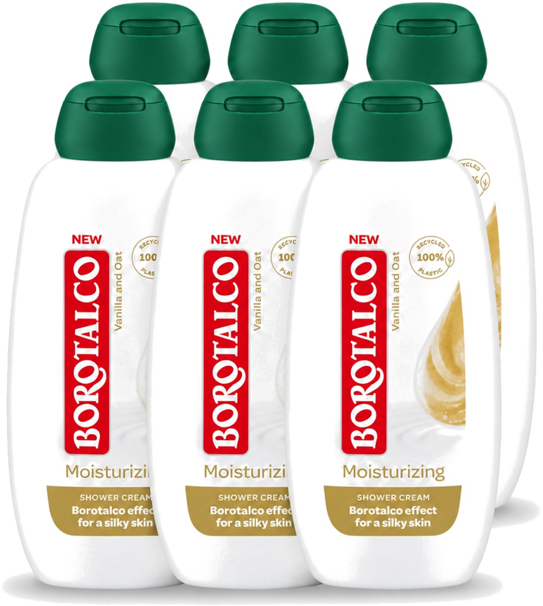 6 x Borotalco - Douchegel - Moisturizing - Vanilla & Oat - 250 ml - Voordeelverpakking - 6 stuks