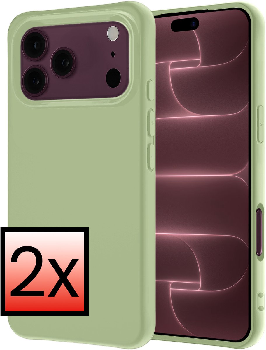 Hoesje - 2 Stuks - Geschikt voor Apple iPhone 18 Pro Max - Sterk & Shockproof - Case Siliconen - Back Cover - Telefoon Hoes - Groen