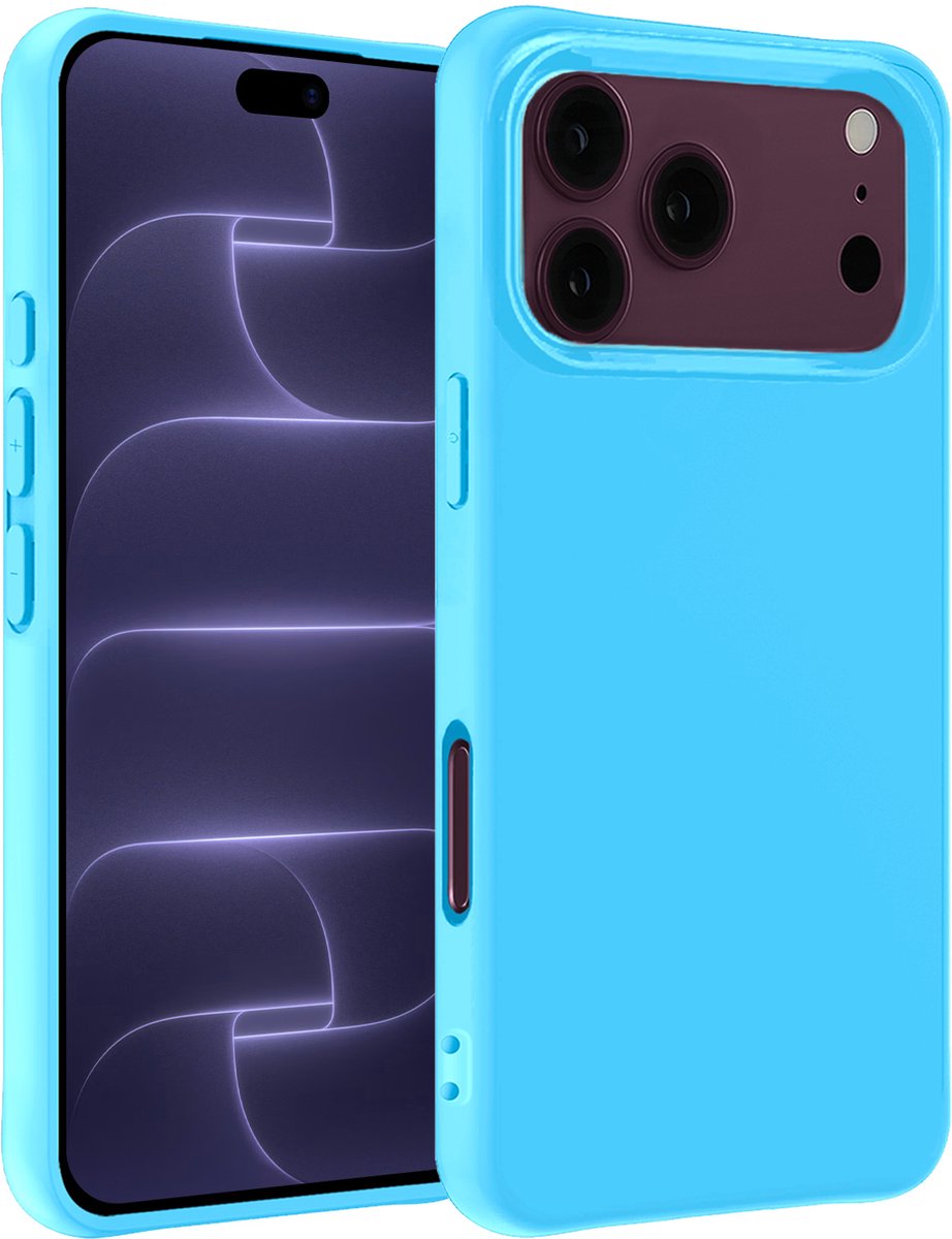 Hoesje - Geschikt voor Apple iPhone 18 Pro - Sterk & Shockproof - Siliconen Case - Hoes Cover - Telefoonhoes - Lichtblauw