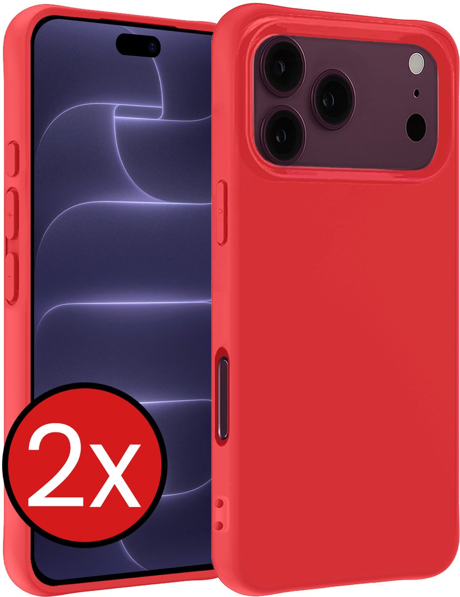 Hoesje - 2 Stuks - Geschikt voor Apple iPhone 18 Pro Max - Sterk & Shockproof - Telefoonhoes - Back Cover - Case Siliconen - Telefoon Hoes - Rood
