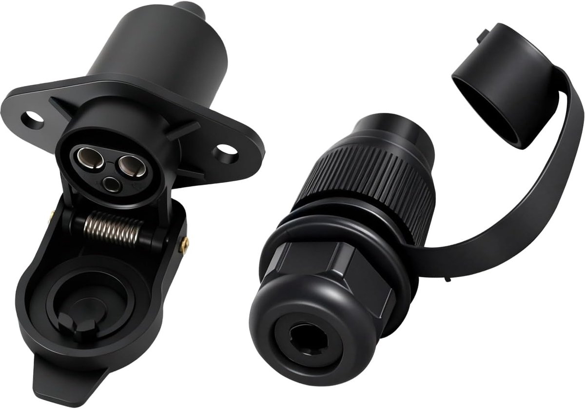 3 Pin Trailer Plug, 3 Pin Trailer Connector Waterproof, 12V 3 Pin Plug Connector, 4 Point - ShopVlot