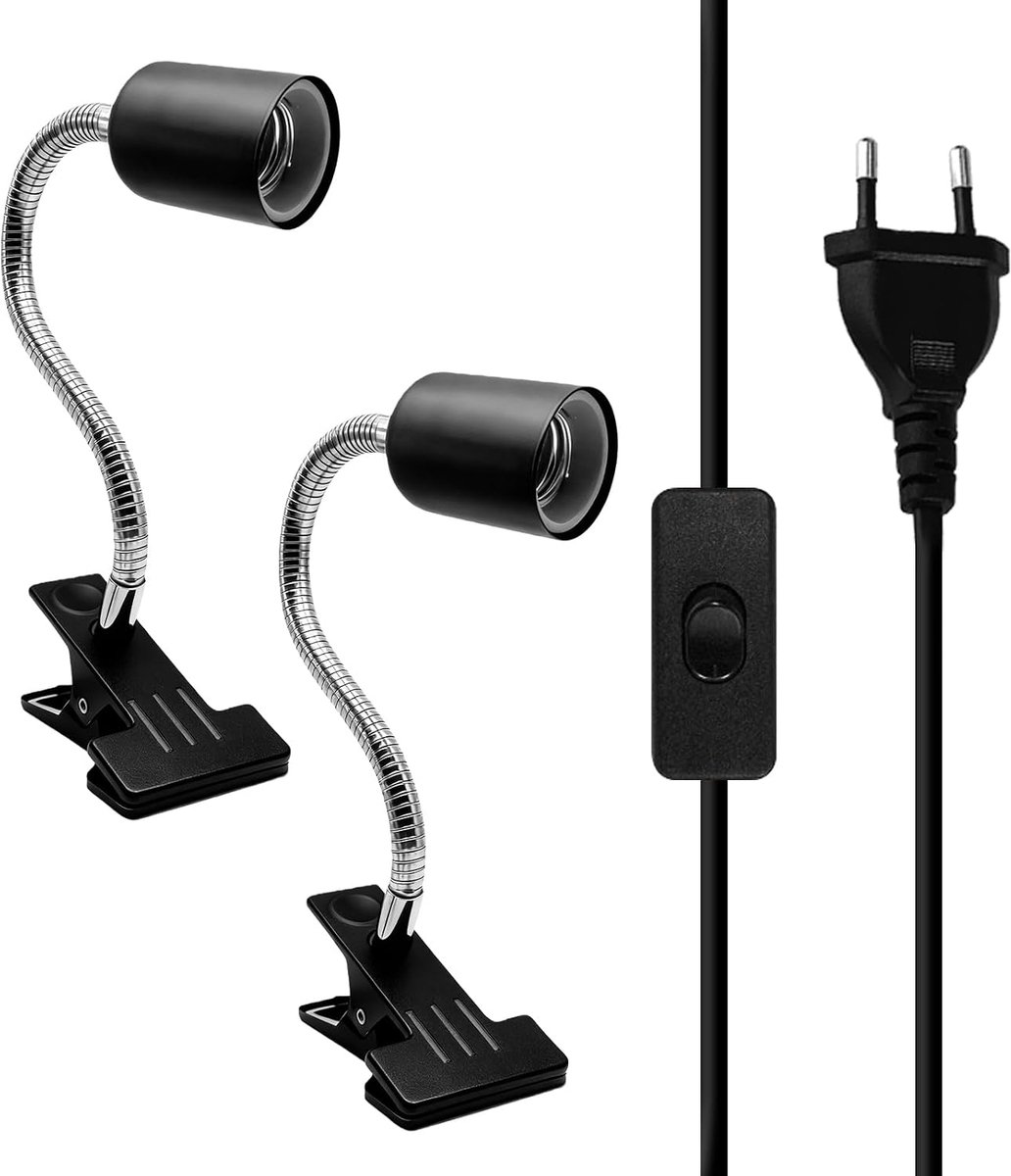 E27 Clamp Lamp - 360° Verstelbare Gooseneck - Lange Kabel met Schakelaar - Ideaal voor Planten en Dieren - ShopVlot
