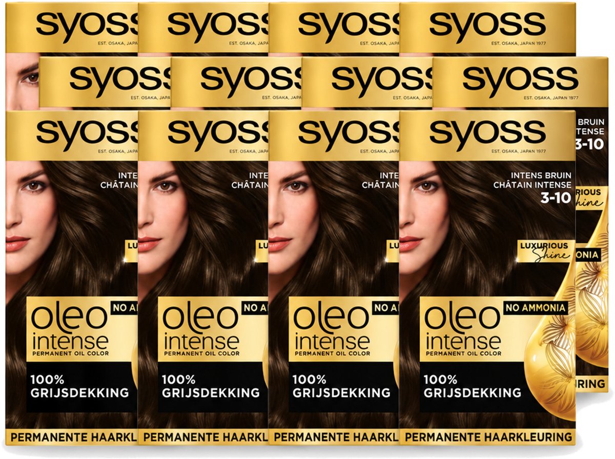12 x SYOSS - Oleo Intense 3-10 - Haarverf - Permanente Haarkleuring - Intense Bruin - Langdurige Kleur - Voordeelverpakking - 12 stuks