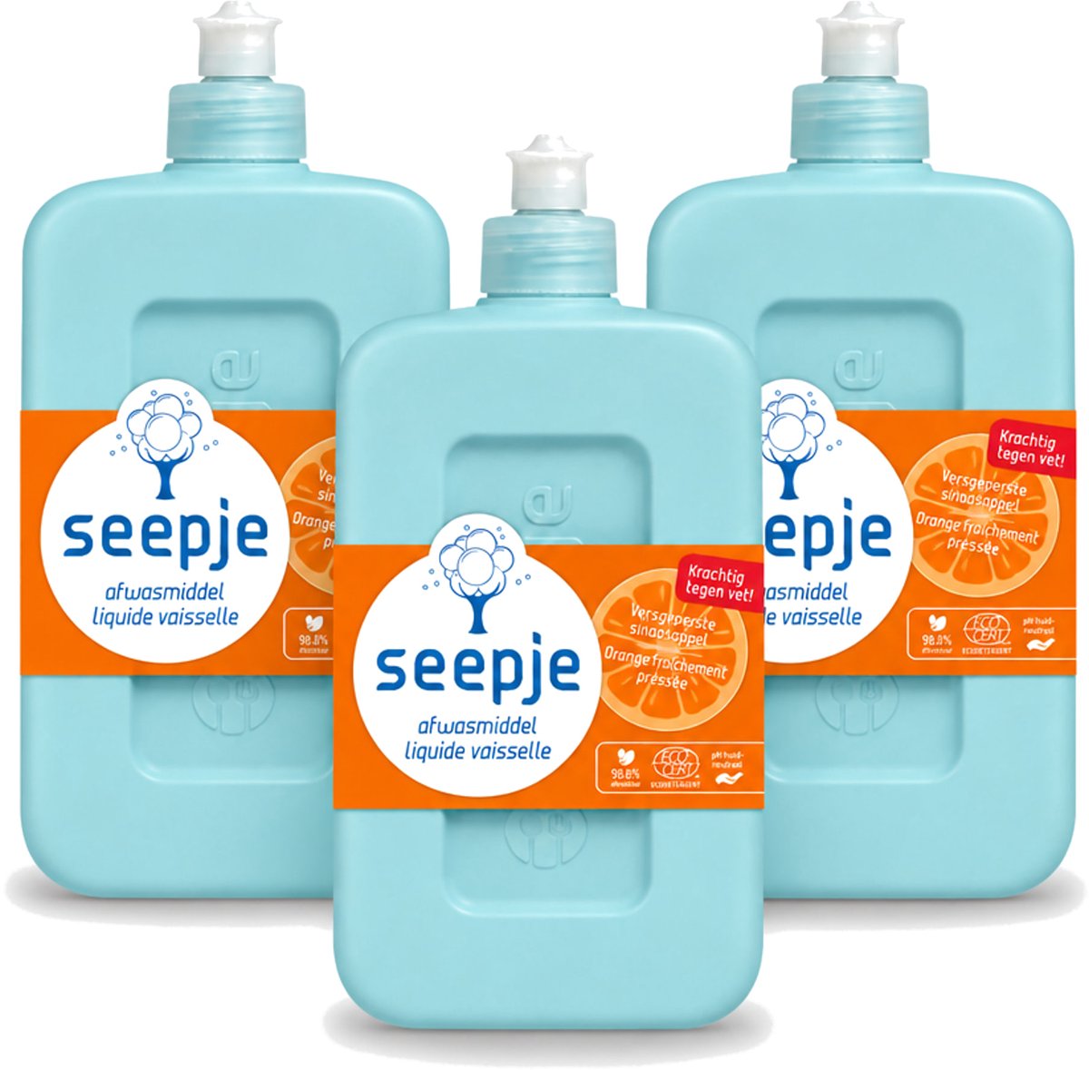 3 x Seepje - Afwasmiddel - Krachtige Reiniging - Versgeperste Sinaasappel Geur - 500 ml - Voordeelverpakking - 3 stuks