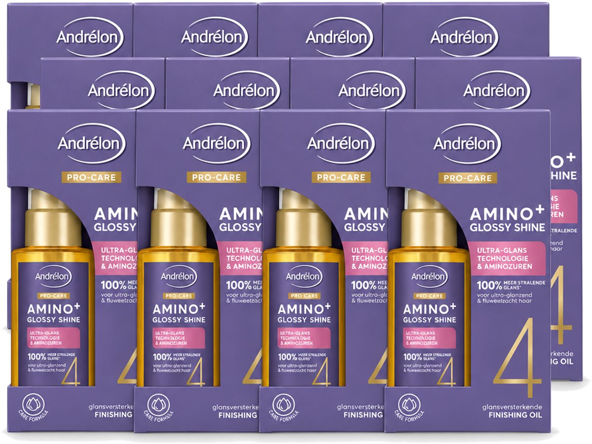 12 x Andrélon – Finishing Oil – Pro Care Amino+ Glossy Shine – 50 ml - Voordeelverpakking - 12 stuks