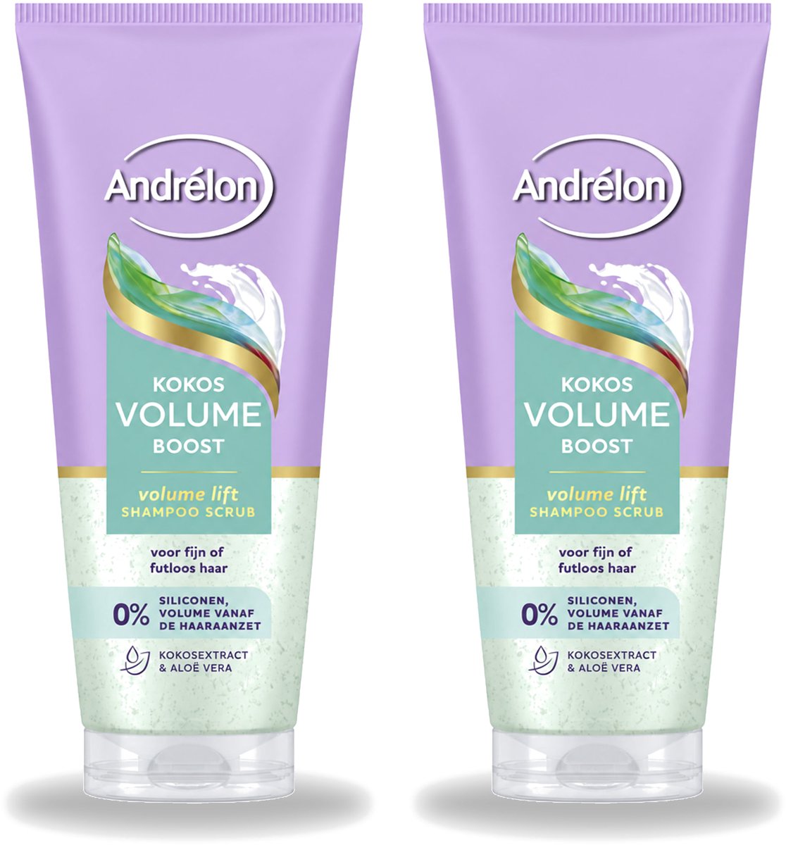2 x Andrélon – Shampoo Scrub – Kokos Volume Boost – 200 ml - Voordeelverpakking - 2 stuks