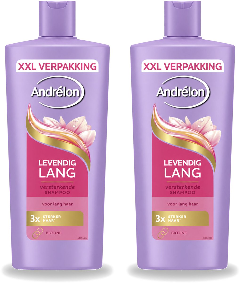 2 x Andrélon – Shampoo – Levendig Lang – 685 ml - Voordeelverpakking - 2 stuks
