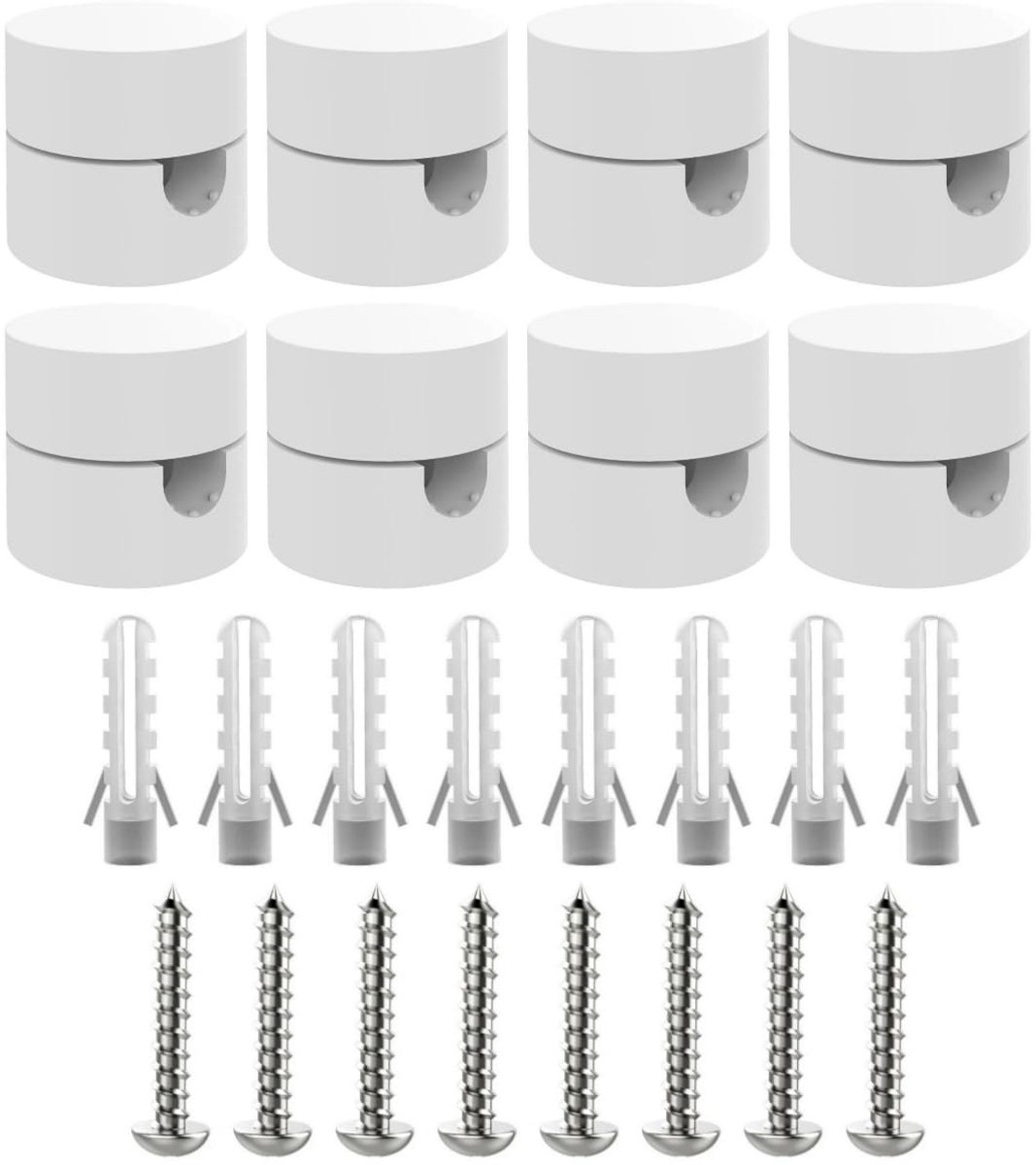SnelShoppen - 8 stuks Plafonddecentralisator voor Elektrische Kabels, Kroonluchters, Plafondhaken, Kabelcentrale, Wit ABS-Kunststof, Ø 20 x H 18 mm, V