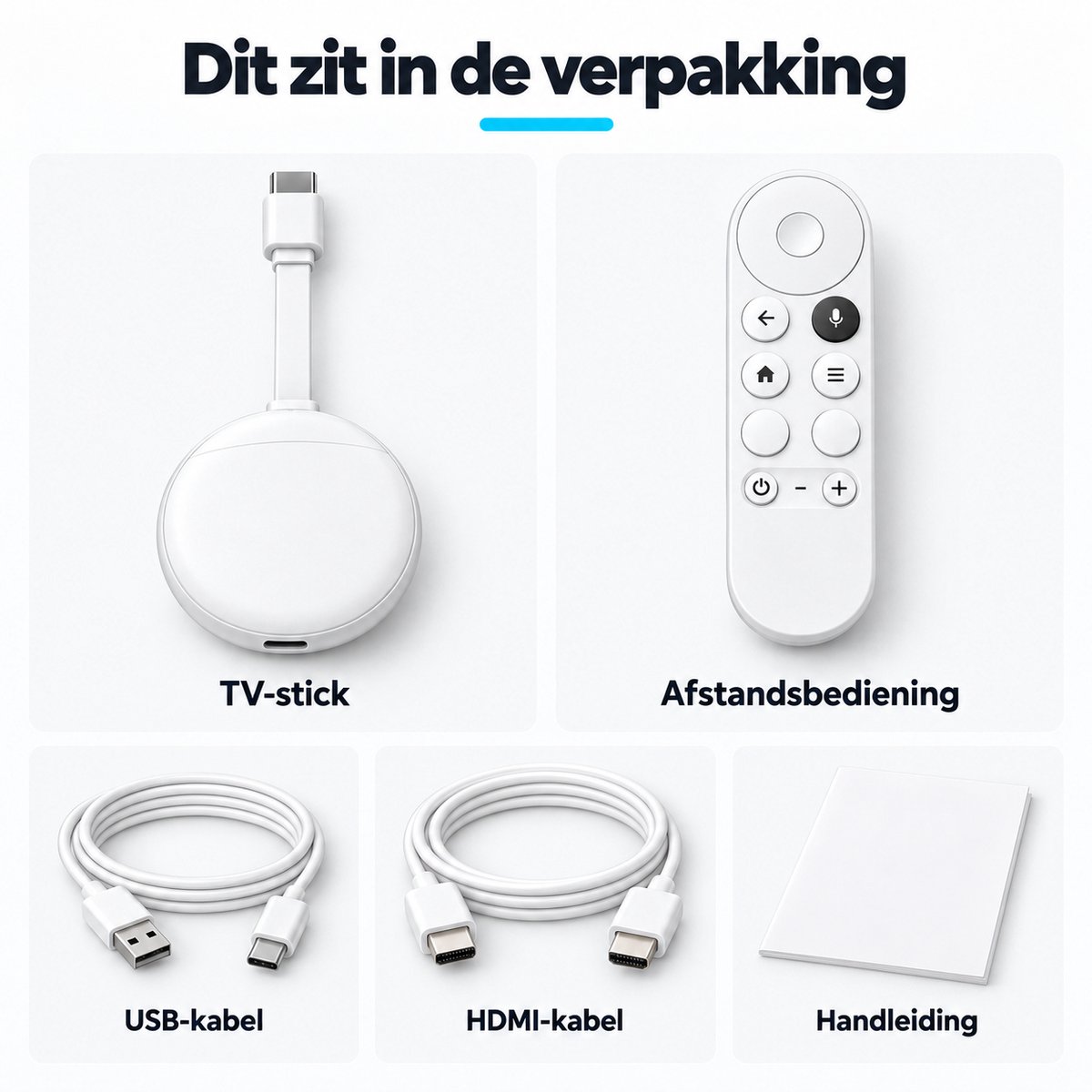 Vectra Smart TV Stick 4K -TV Dongle - Streaming Stick-Streaming Box-Android TV Box- Media Player Geschikt voor 3000+apps-4K Ultra HD -2026 Model- WiFi 6 -Met Afstandsbediening en Spraakbediening - Upgrade Elke TV naar Smart TV - Incl. USB-kabel - Wit — cadeau in Elektronica - foto 3