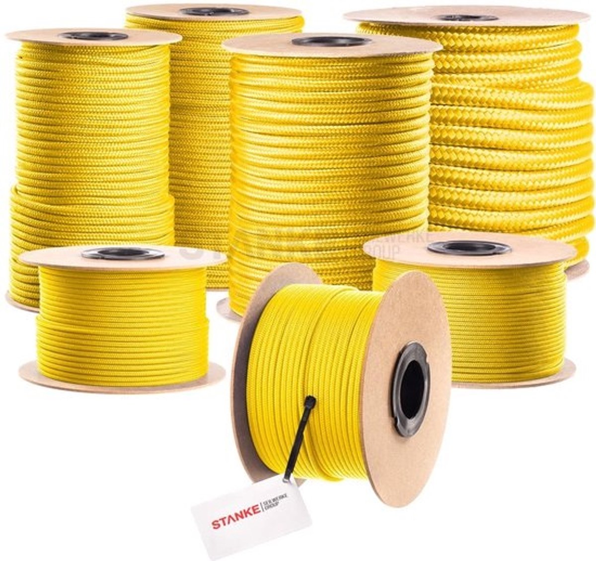 Polypropyleen touw - Stevig koord - Voor buitengebruik - Water- en uv-bestendig - 14 mm - 15 meter - Groen geel