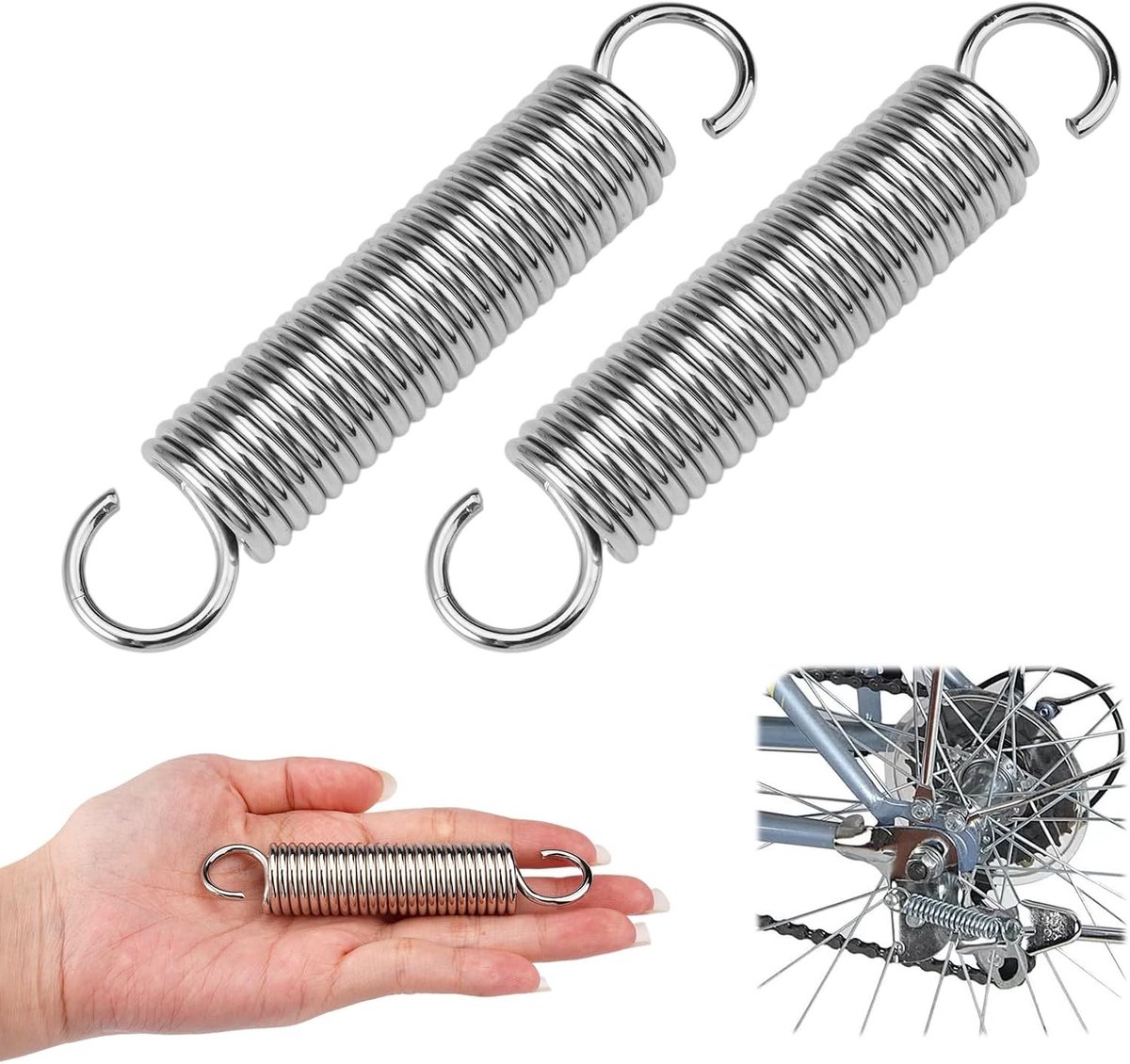 Set van 2 Kleine Spiraalveren, Maximale Treksterkte 12.8 kg, Afmetingen 2.5x18x100 mm, RVS Kwaliteit, Duurzaam en Betrouwbaar