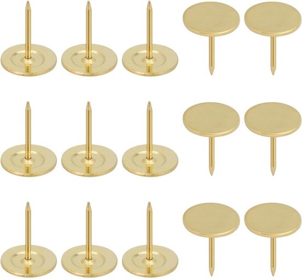 Duimspijkers - Decoratieve kopspijkers - Voor het vastzetten van kaarten - Platte kop - 20 mm - Goud