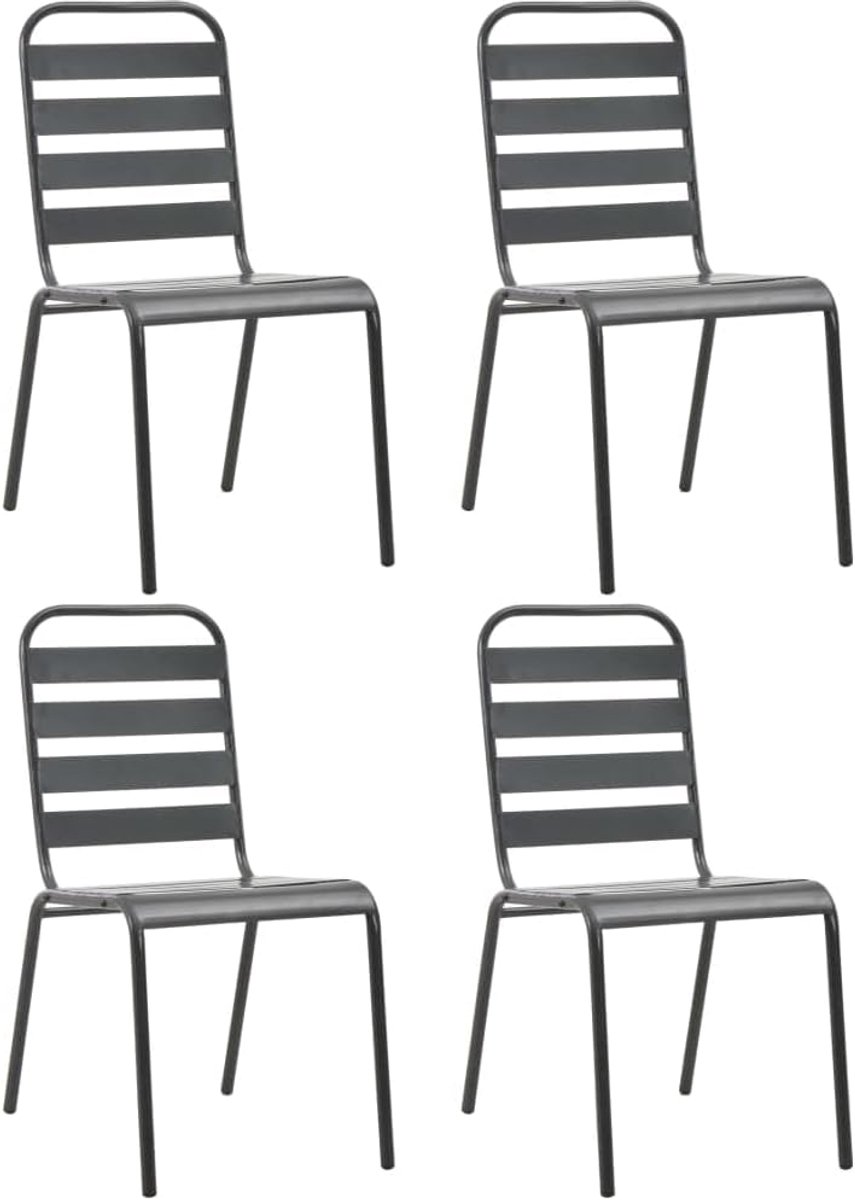 Set van 4 moderne stapelbare tuinstoelen, robuust staal, elektronisch en gepoedercoat, voor terras en eetkamer, capaciteit 110 kg per zitje,