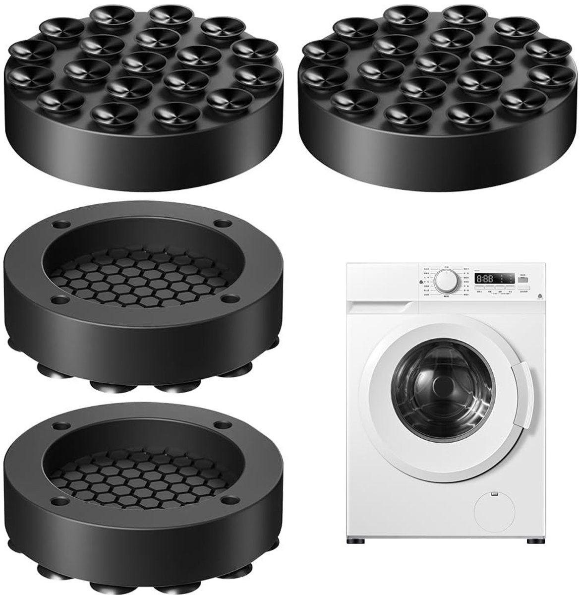 Universele Vibration Damper voor Wasmachines, Antislip Voeten en Dempingsmatten voor Wasmachine en Droger, Verbeter Stabiliteit en Geluidsreductie