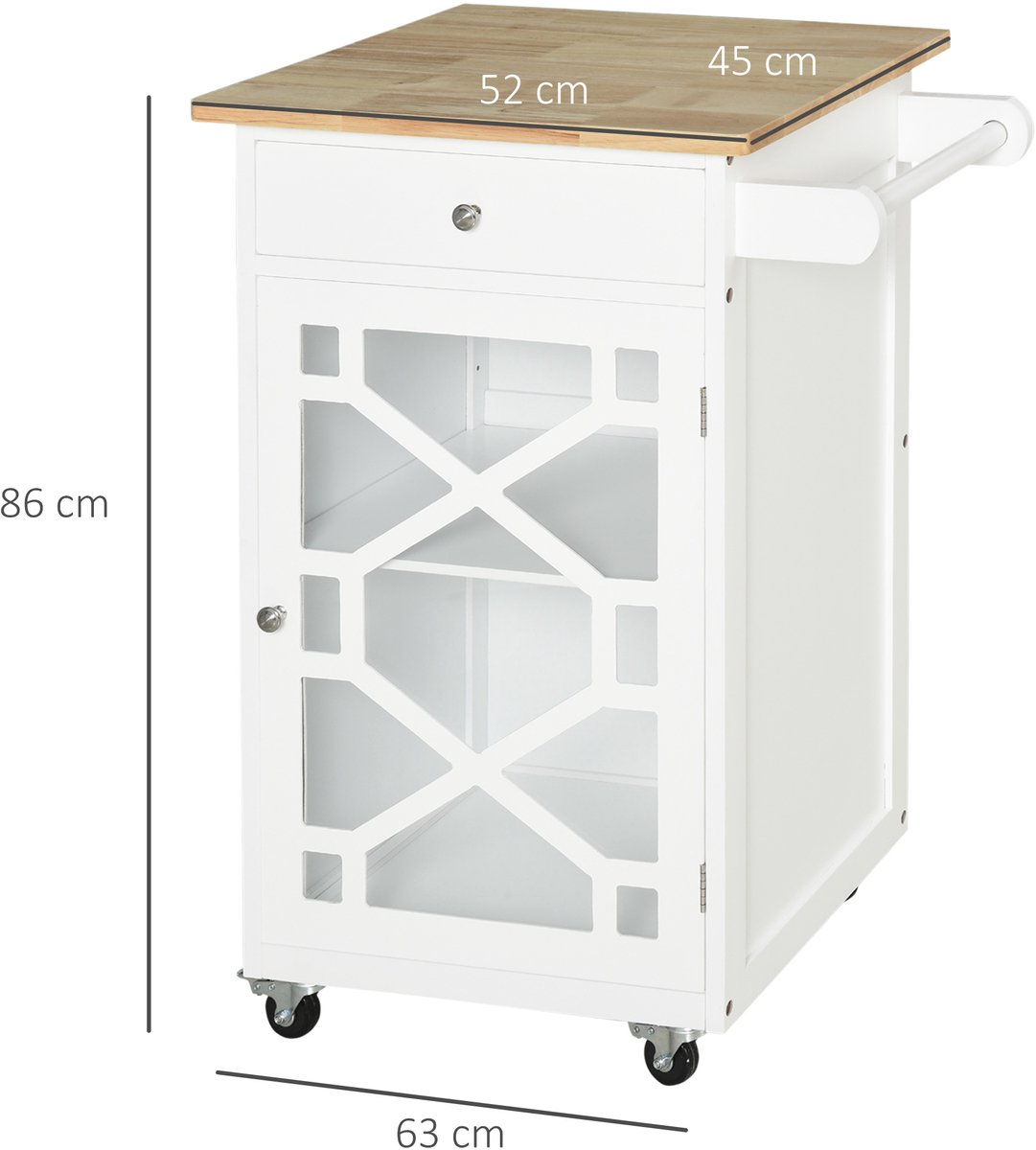 Keukenwagen op wielen - Keukenwagen met lades met opbergruimte voor keuken en huishouden - model 131