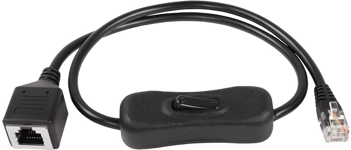RJ12 Phone Cable Switch On/Off 6P6C Plug to Bus Fixed Telephone Cable with Separator Switch, Black, 50 cm - ShopVlot