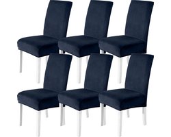 CYCMACO Fluwelen Stoelhoes Eetstoelhoezen 6 Stuks, Stretch Stoelhoezen Universele, Moderne Verwijderbare Wasbare - ShopVlot