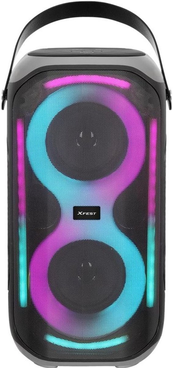 Draadloze luidspreker - Feestspeaker - Voor feestjes en karaoke - Inclusief microfoon en statief - 50 watt - Veelkleurig — afbeelding 2