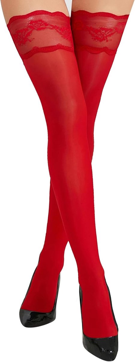 EVELIFE Women's Shiny Suspender Stockings Sexy Lace Fashion Suspender Stockings with Non-Slip Silicone - ShopVlot