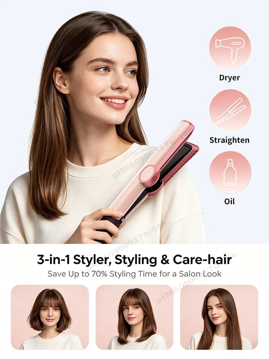 Cherrys Finds - 2-in-1 Haardroger - Fohn - Luchtstyler - Haar Stijlen - Airflow Straightener - Geen Beschadiging Van Het Haar - Intelligente Temperatuurregeling - Roze