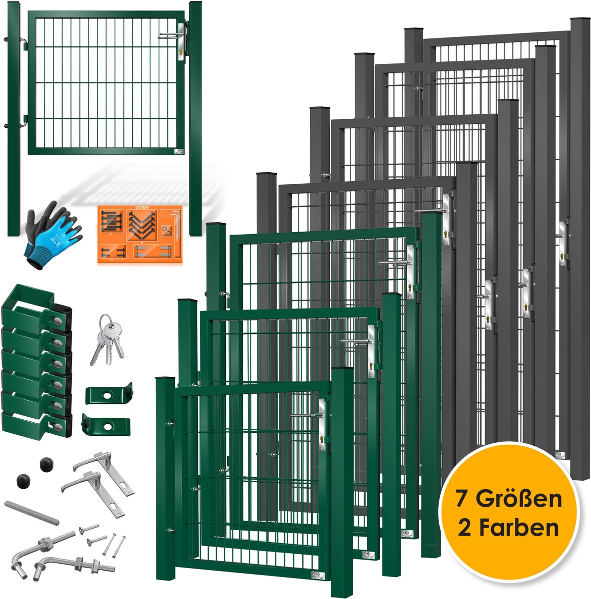 KESSER® Tuinpoort Premium - verzinkt staal met poedercoating - slot met 3 sleutels - 80 x 106 cm - groen